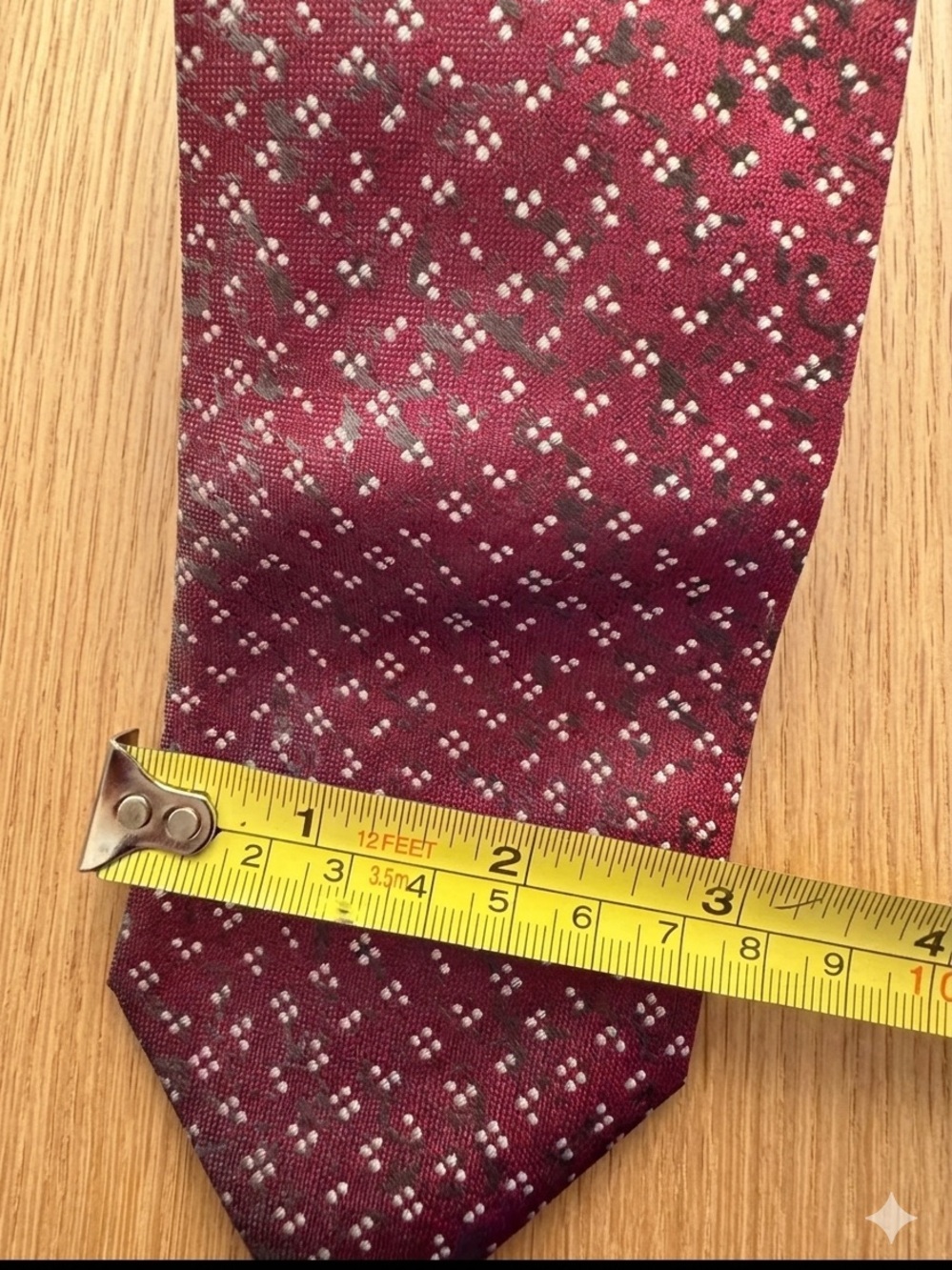 Hugo Boss Classic Burgundy Men's Silk Tie with Micro Dot Pattern 3” wide - Picture 2 of 4